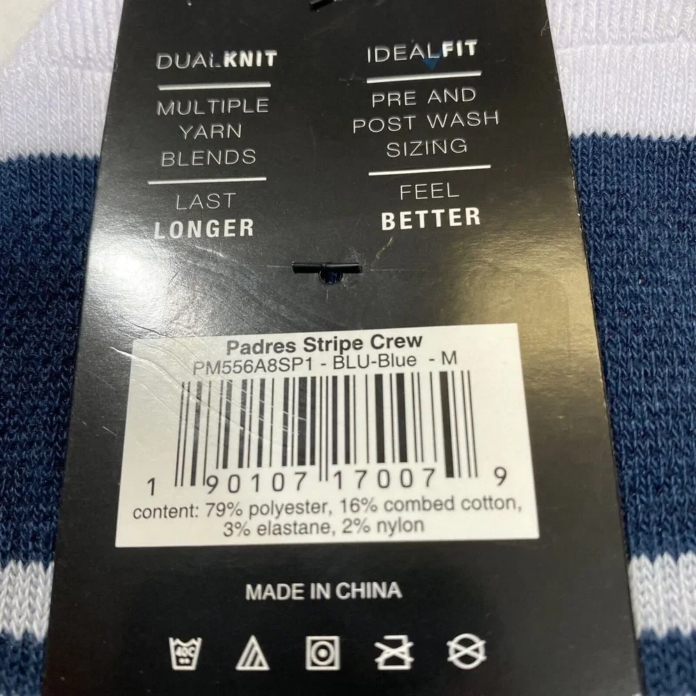 San Diego Padres PWKY Athletic Fit Socks Boy's Size‎ M Navy Blue Tatis Machado